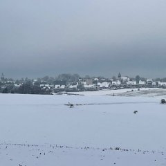 Hasslinghausen im Schnee vom Landringhauser Weg aus gesehen